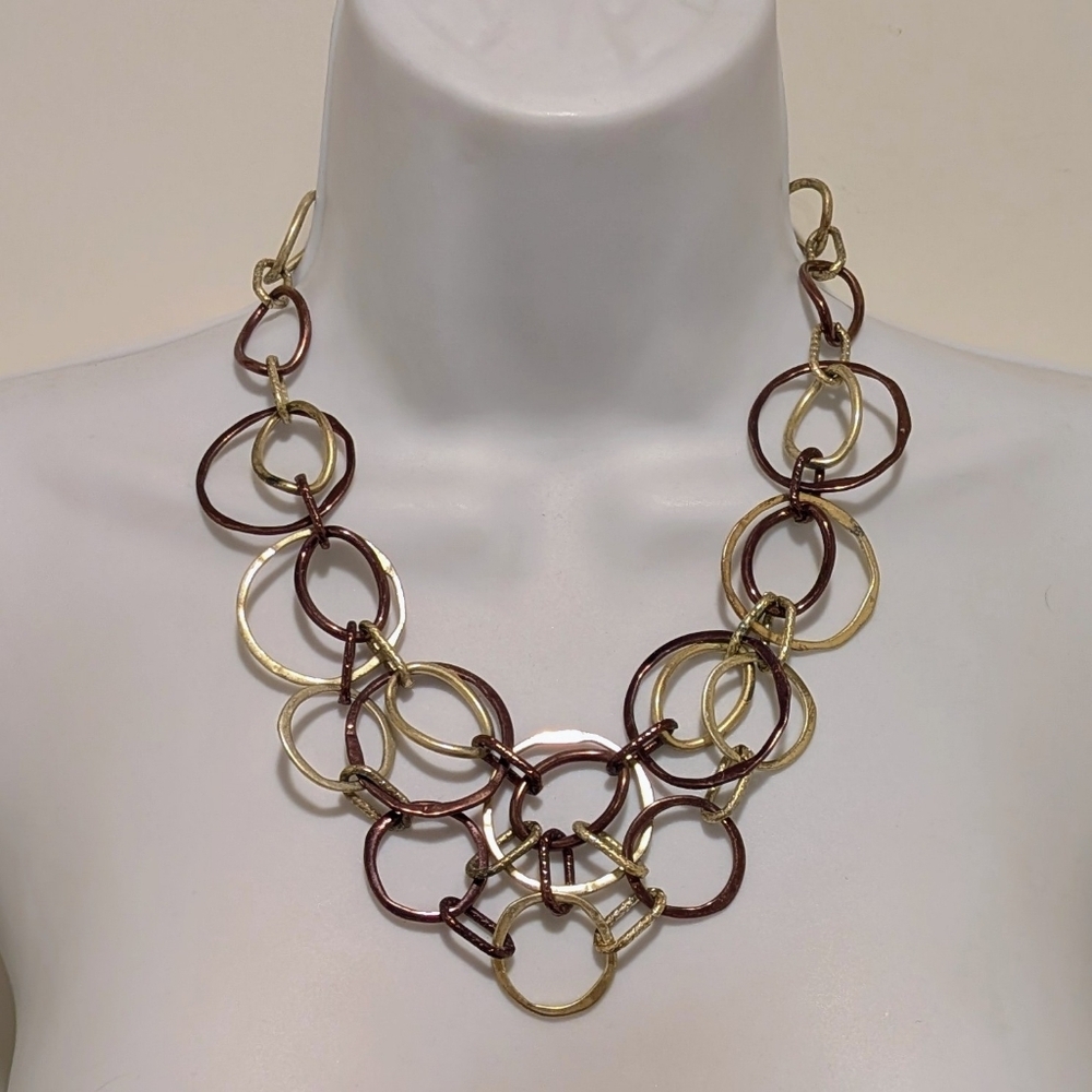 GUC Chicos 21" Chunky Gold and Copper Tone Circles Necklace